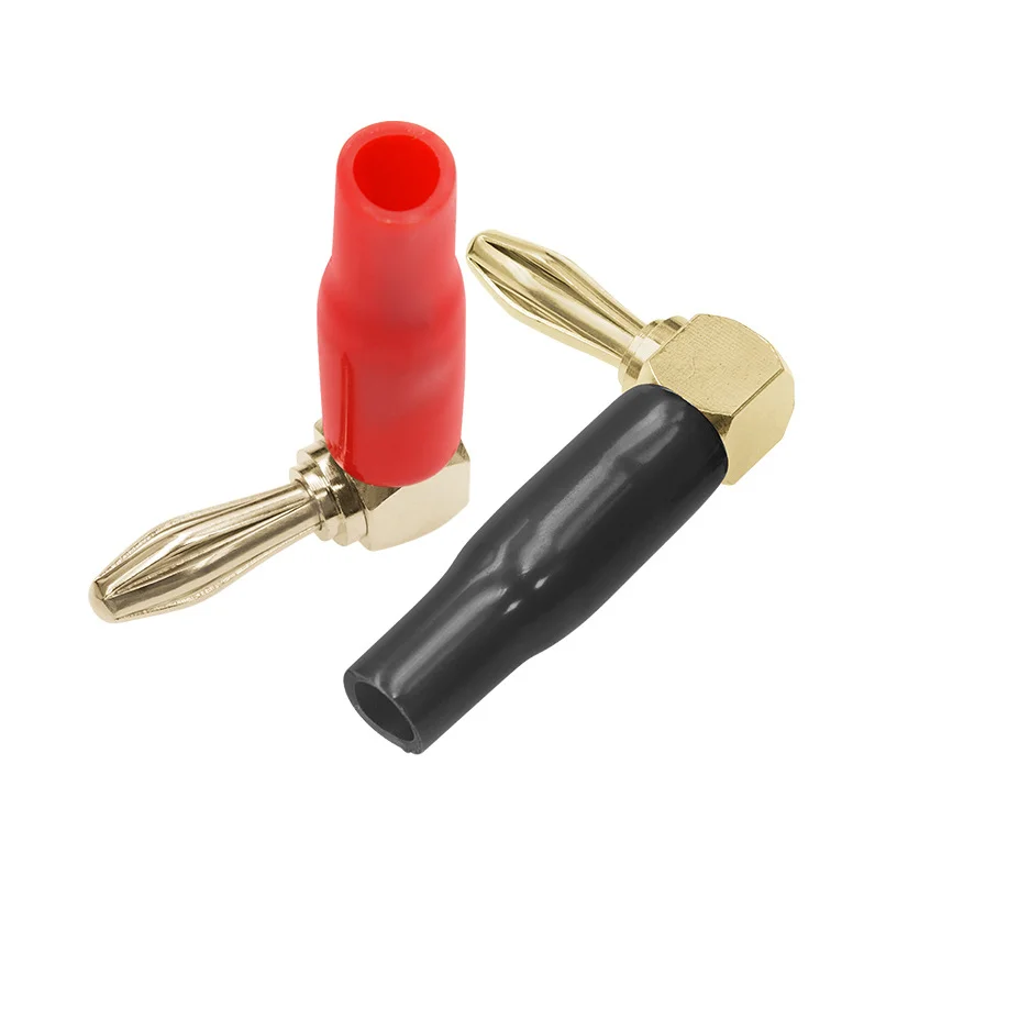  1PCS  4mm L-Shaped Right Angle Banana Plugs Soft Plastic Shell 90° Audio Video Speaker Cable Connectors