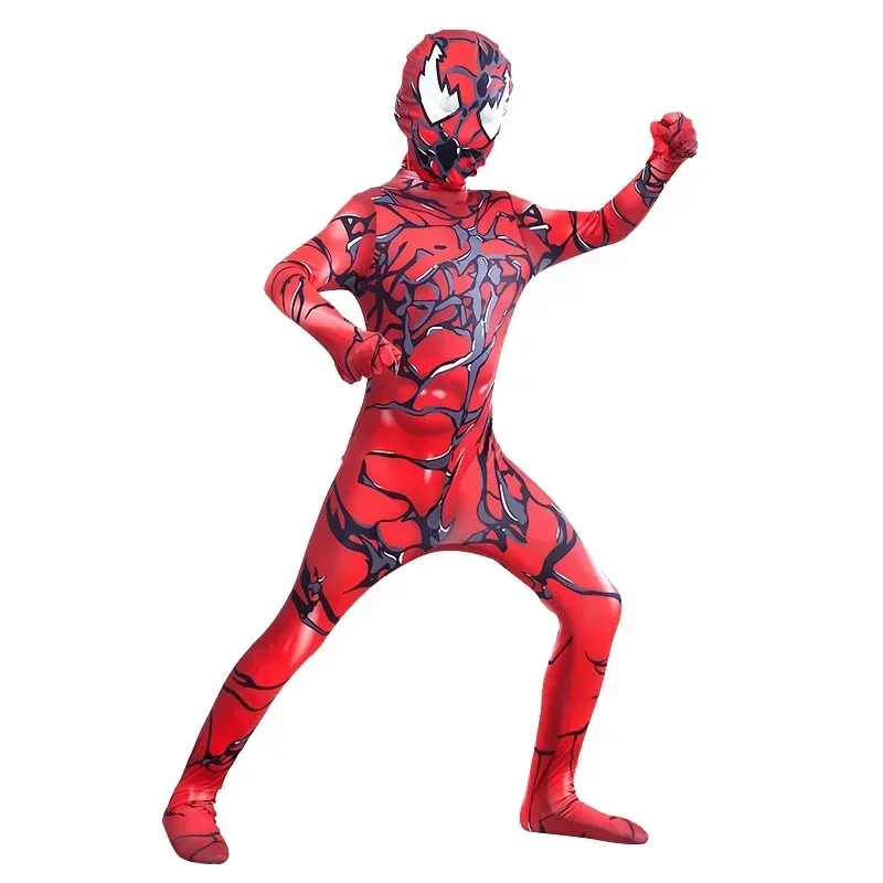 3D Symbiote Venom Costume Bambini Supereroe Spiderman Costume Tuta Tuta Spandex Zentai Halloween Spider Man Cosplay SuiY^0!