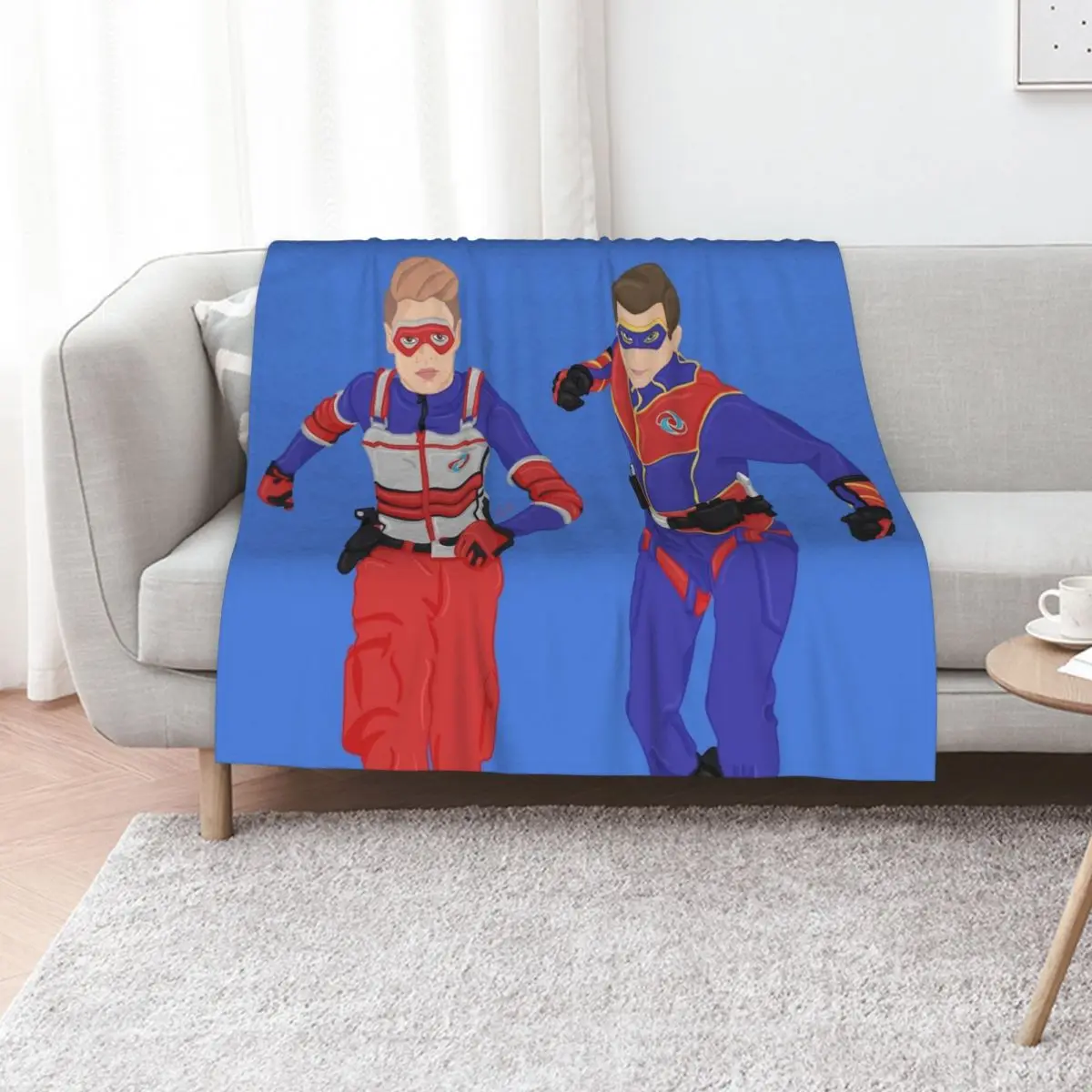 Captain Man and Kid Danger - Heroic Digital Throw Blanket Soft Beds Hair Vintage Retros Hairys Blankets