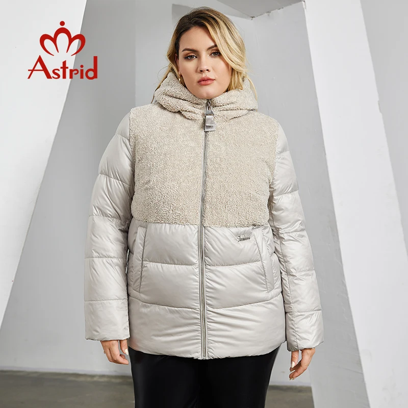 Astrid 2023 Winter Women\'s Jacket Plus Size Parkas Women Clothing Faux Fur Tops Fashion Stitching Padded Coats Outerwear 10003