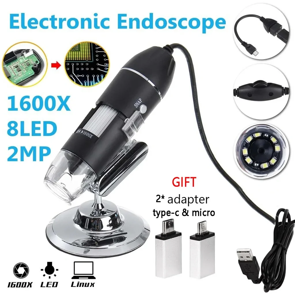 1600X HD Electronic Digital Microscope Handheld USB Magnifier for WIN XP/7/VISTA System with USB Magnifier Supports