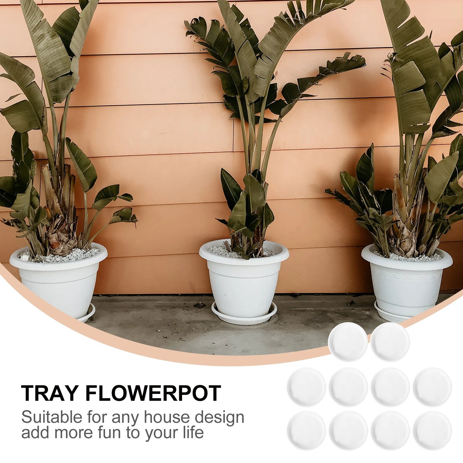 

10pcs Flat Edge Flower Pot Tray Plant Pots Saucer Water Drainage Plate Indoor Garden Balcony Anti Fade Resistant Premium