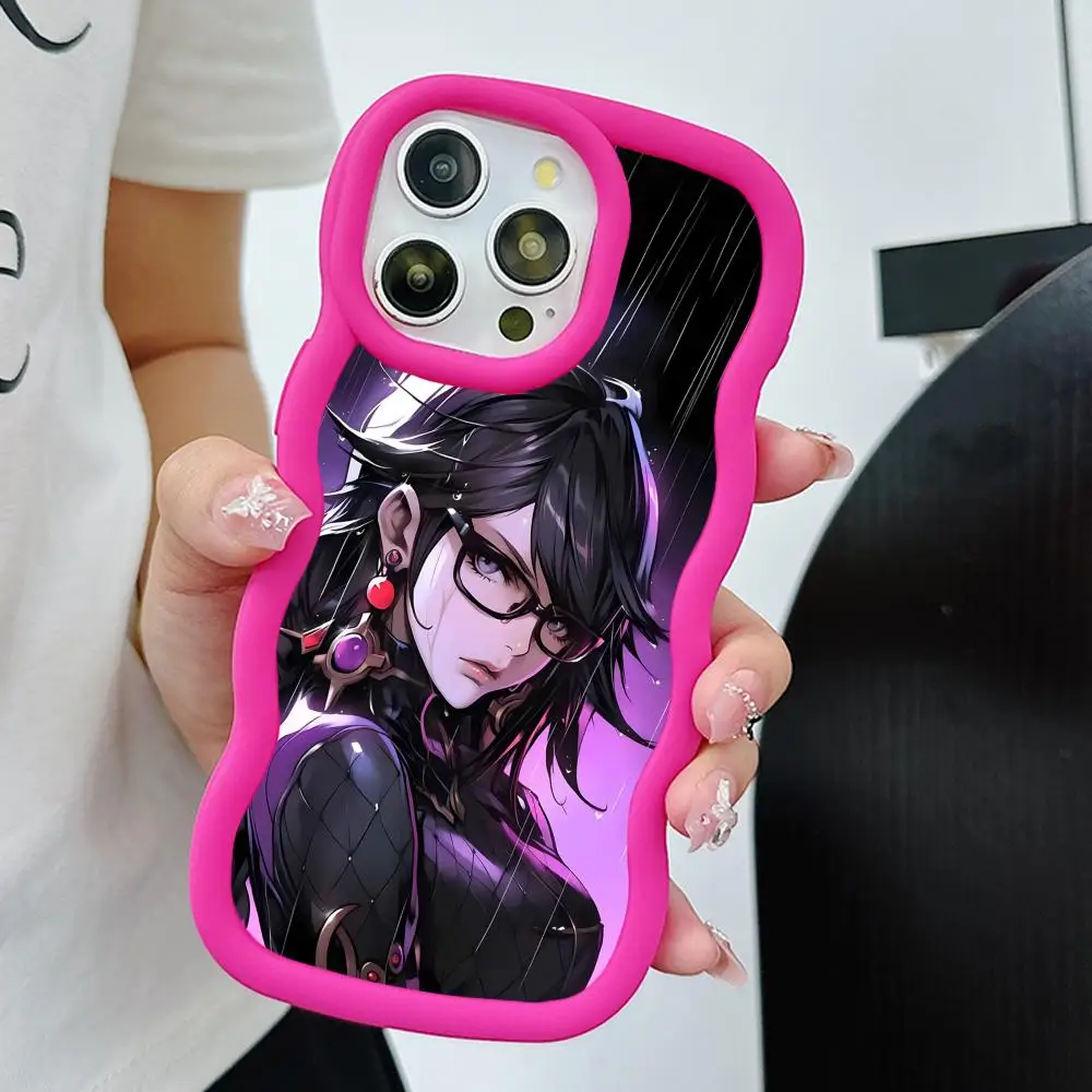 

Game Bayonetta Phone Case for iPhone 17 16 15 14 13 12 11 Air Pro Max Plus Red Soft TPU Wavy Edge Cover