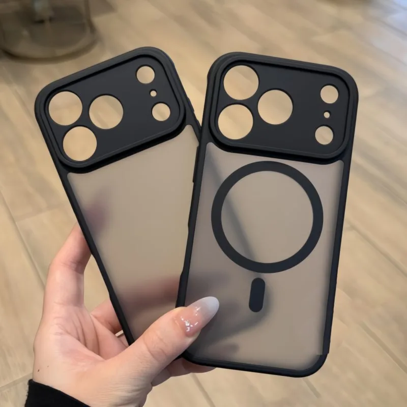 Luxuriöse Matte Stoßfeste Schutzhülle für iPhone 17 Air 16 15 14 Plus 13 12 11 Pro Max Kompatibel mit MagSafe Magnetischer Transparenter Hartschale