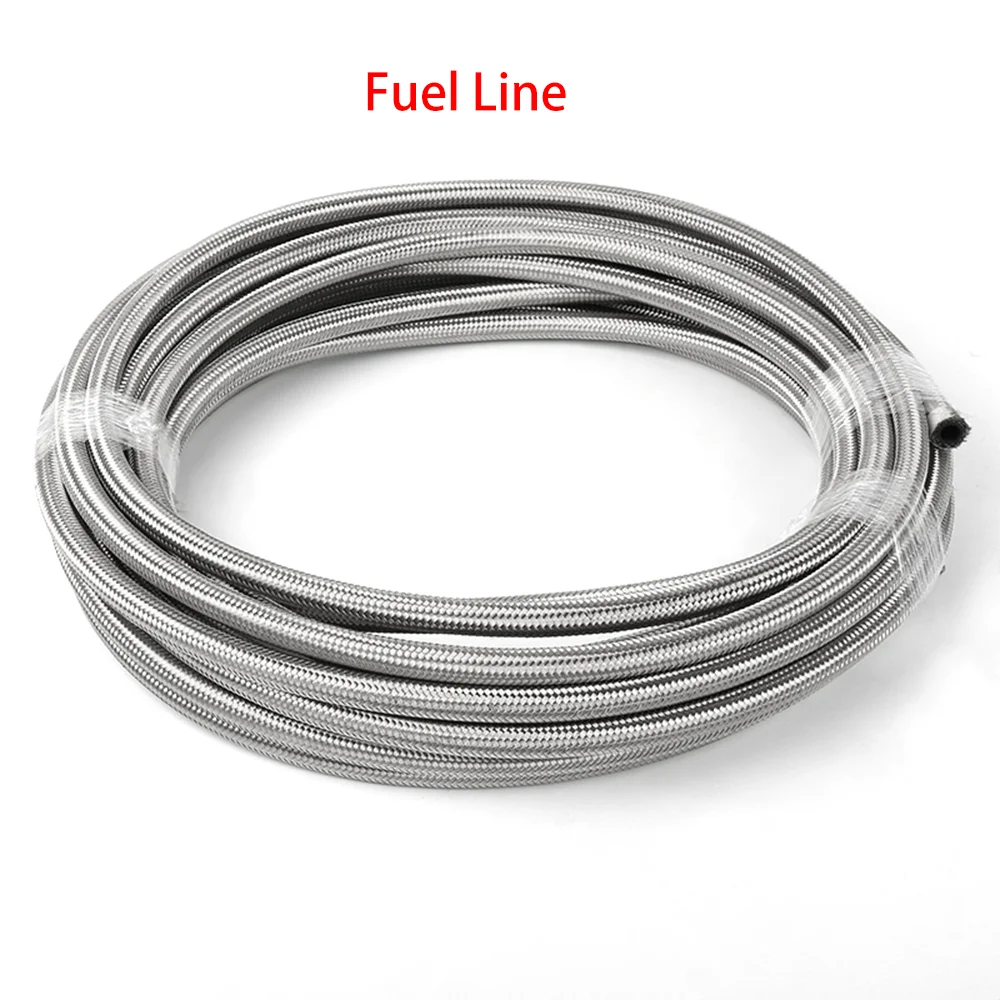 

1M Fuel Line 304 Stainless Steel Double Braided inner CPE Sythetic Rubber Oil Cooler Hose Silver AN6 AN8 AN10 AN12 Racing Hose