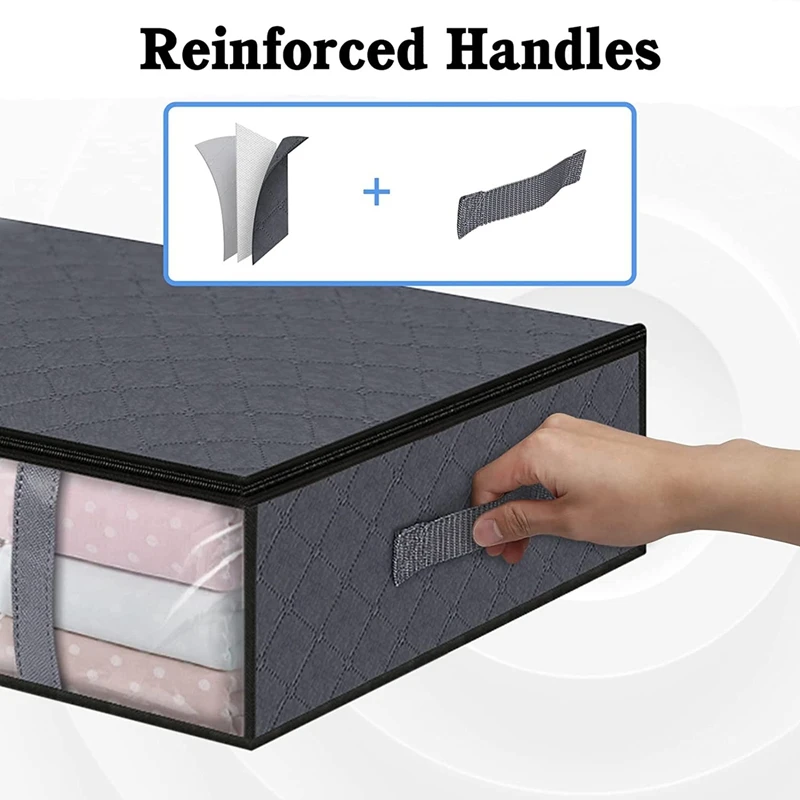 ABWR-6 Pack Storage Bins Clothes Storage,Foldable Blanket Storage Bags, Under Bed Storage Containers For Organizing,Clothing