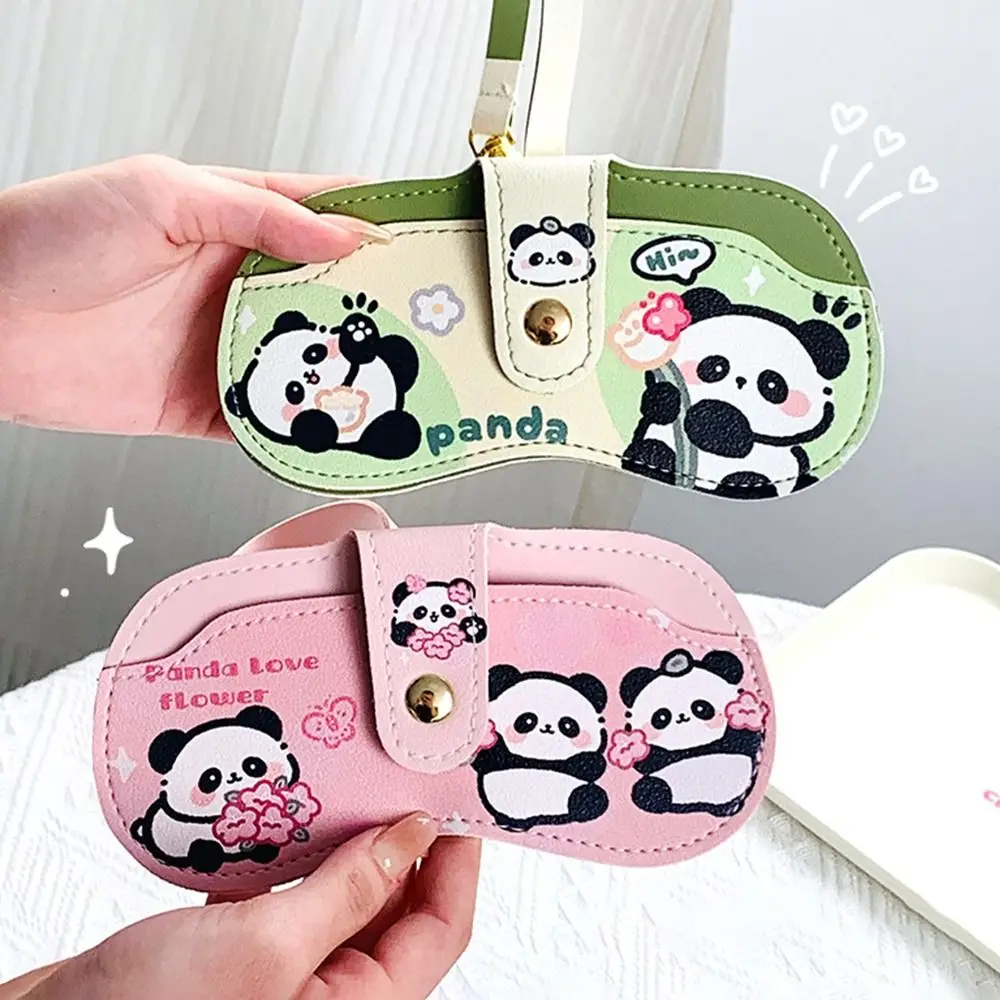 Creative PU Cartoon Panda Glasses Bag Buckle Glasses Hanging Bag Glasses Sunglasses Storage Bags Portable Glasses Frame