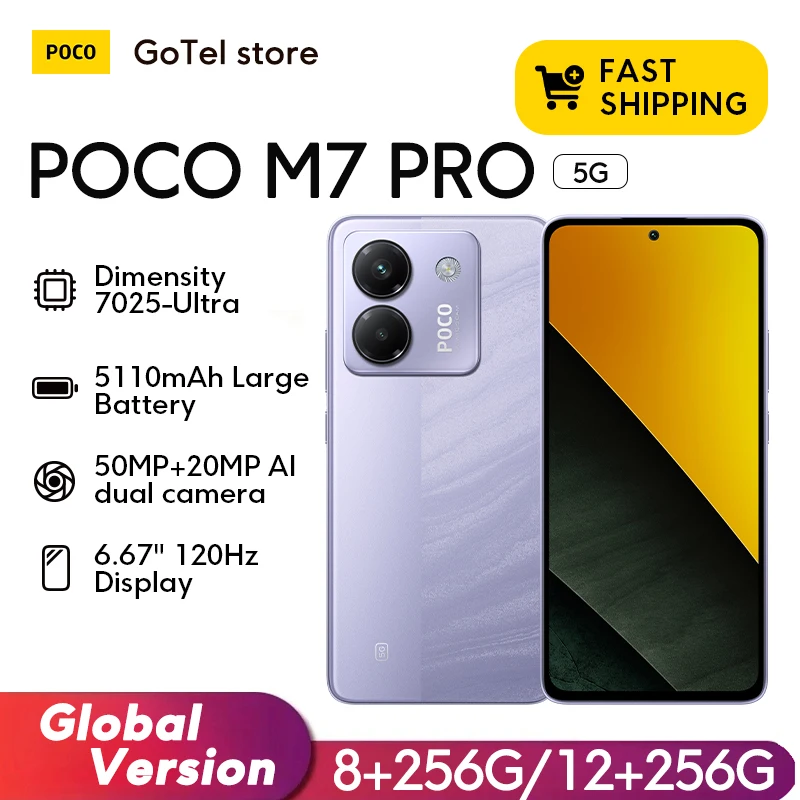 POCO M7 Pro 5G Versión Global 6.67" Dimensidad 7025-Ultra 120Hz FHD+ Pantalla AMOLED para el cuidado de los ojos Cámara de 50MP con OIS NFC