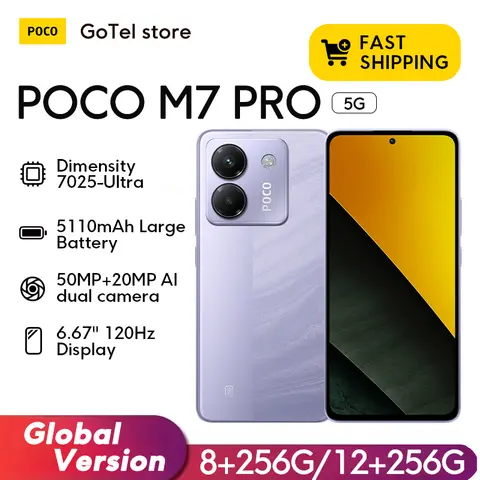 Global Version POCO M7 Pro MTK Dimensity 7025-Ultra 120Hz 50MP Camera FHD+ Eye-care AMOLED Display 5110mAh Battery NFC