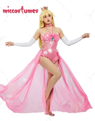 HAIKYUU Women Peach Derivative One-Piece Swimsuit Pink Halter Lace-up Bathing Suit with Sleeves Wrap Skirt and Choker