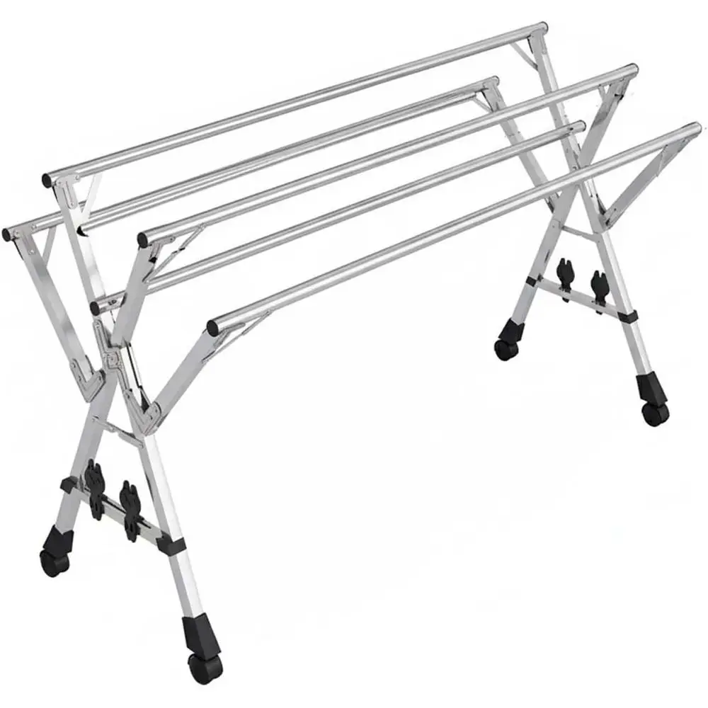 

Sturdy Steel Portable Clothes Drying Rack, Multi-Level Adjustable Airer, Space-Saving Indoor Laundry Solution
