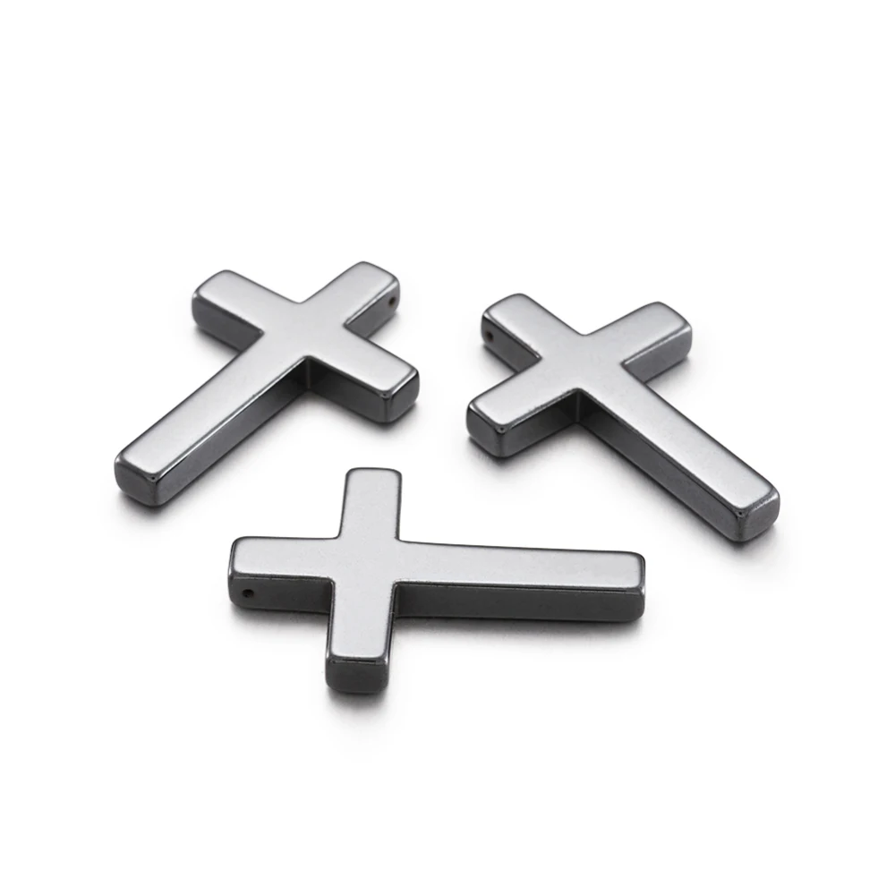 Non-magnetic Hematite Pendants Black Cross Jewelry Making Accessories Size:  33.5x23x4mm, hole: 1mm 20pcs