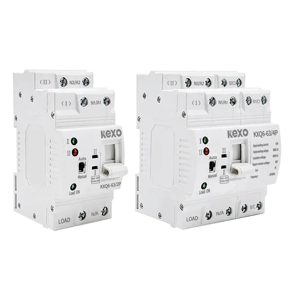 ATS Din Rail Dual Power Automatic Transfer Switch with Voltage Protection 2P 4P 63A 220V Uninterrupted Power