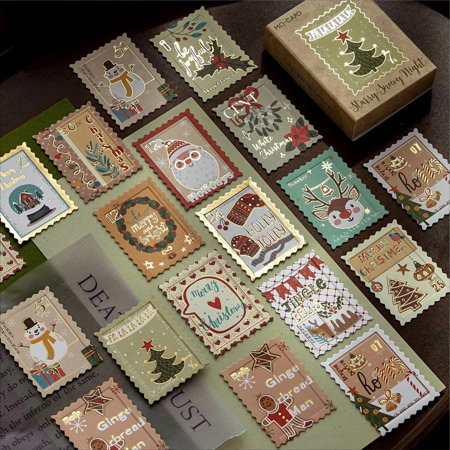 Vintage Christmas Tree Santa Claus Decor Stamp Landscape Sticker Creative DIY Journal Material Collage Scrapbooking Stationery
