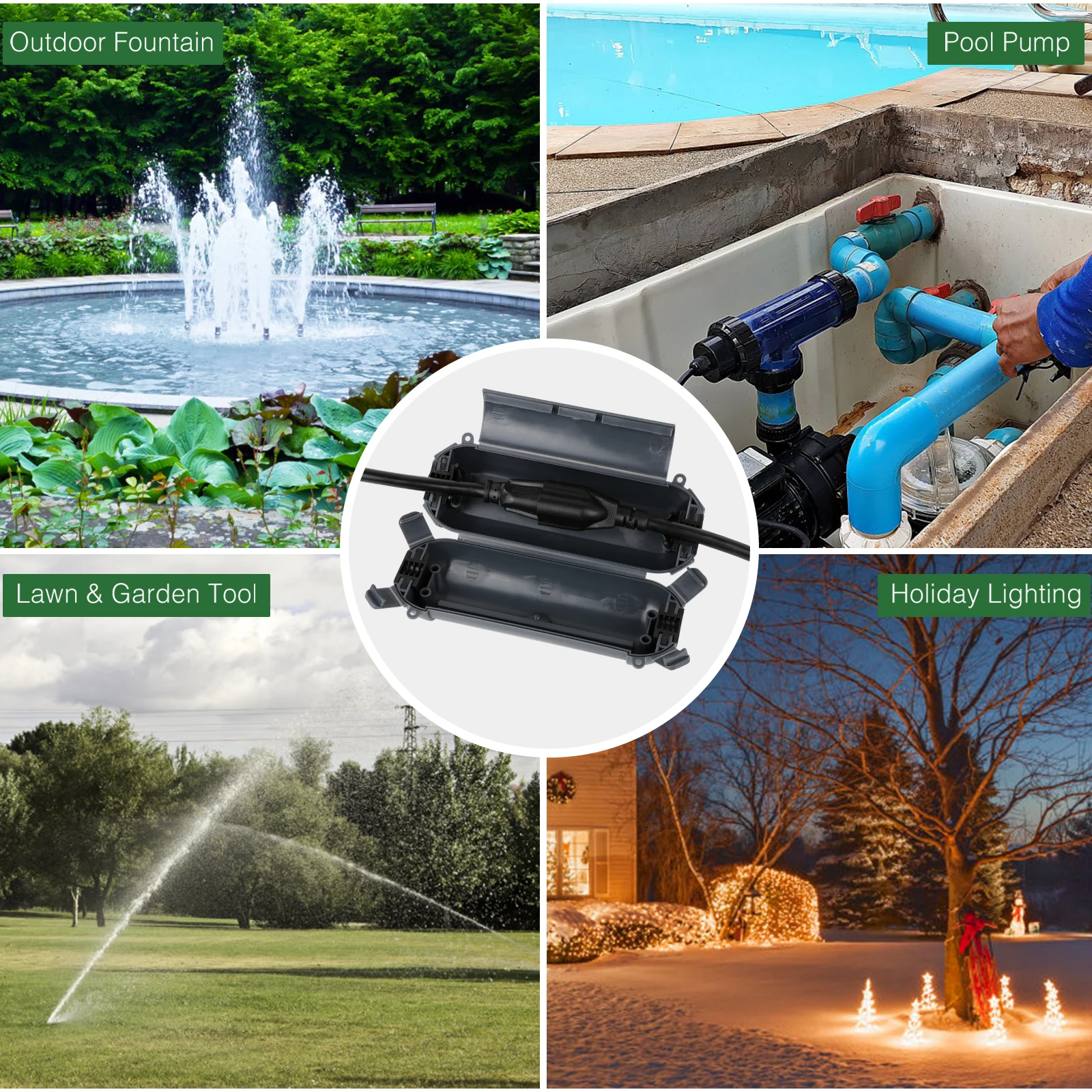 IP44 صندوق كهربائي خارجي مع كابل مانع تسرب غطاء أمان مقاوم للطقس لقضاء عطلة أضواء الديكور تمديد الحبل/الشريط #6