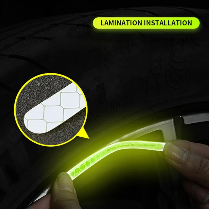 Pegatina reflectante para llanta de bicicleta y motocicleta, tira luminosa de seguridad, fluorescente, 20 piezas