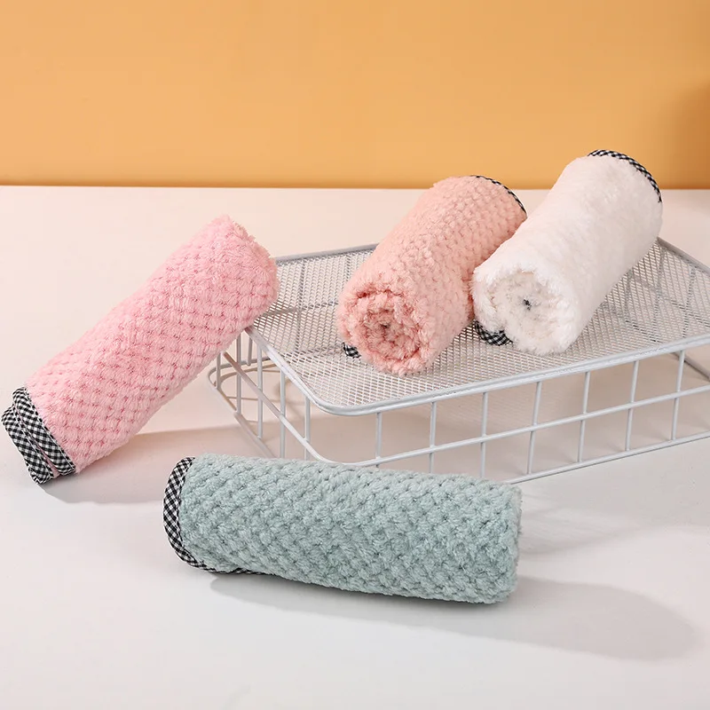 

5pcs Random Color Anti-Oil Kitchen Towel Microfiber Kitchen Cleaning Cloth Thicken Absorbent Scouring Pad Daily Dish Towel