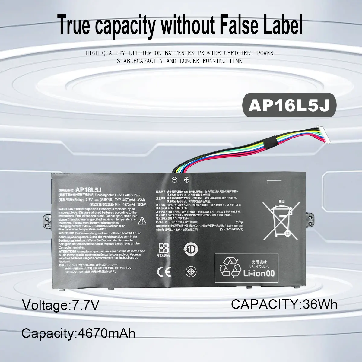 DXT New AP16L5J Laptop Battery For Acer Aspire Swift 5 SP111-32N SF514-52T Spin 1 2ICP4/91/91 36Wh 7.7V 4670mAh