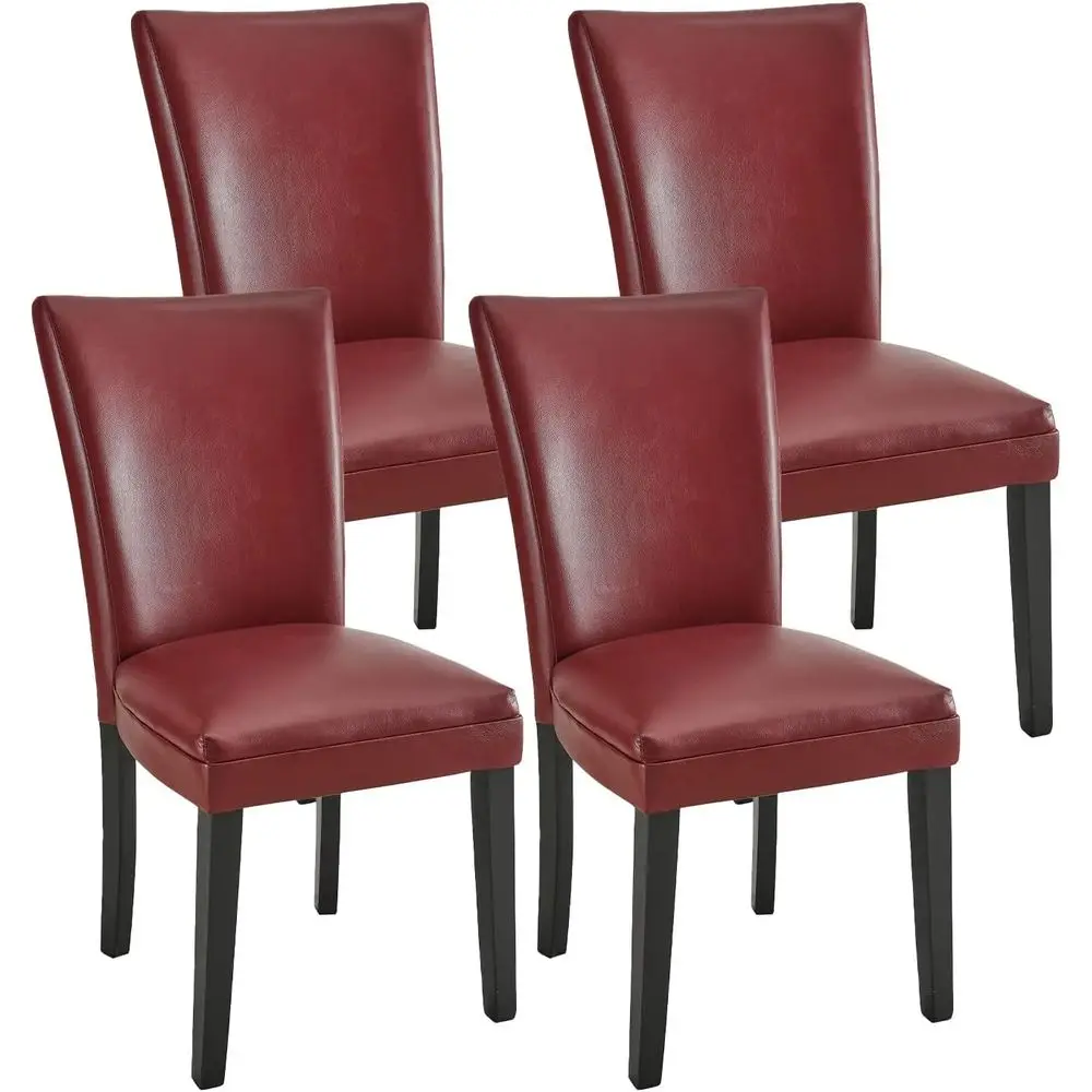 

Set of 4 Vintage-Style Upholstered Dining Chairs with Wooden Legs in Auxiliary Leather, Ideal for Kitchen, Dining Room, and Café