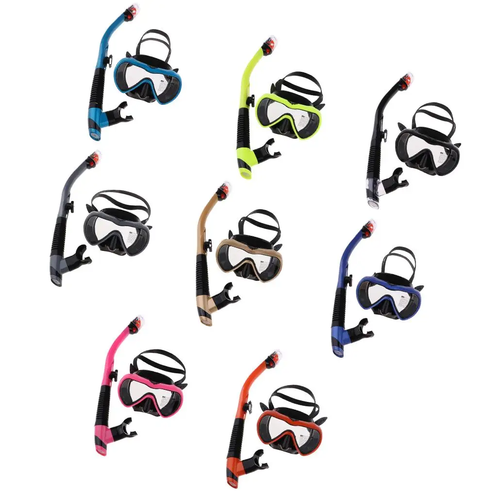 

Professional Swimming Snorkeling Scuba Diving Goggles Mask and Dry Snorkel Set