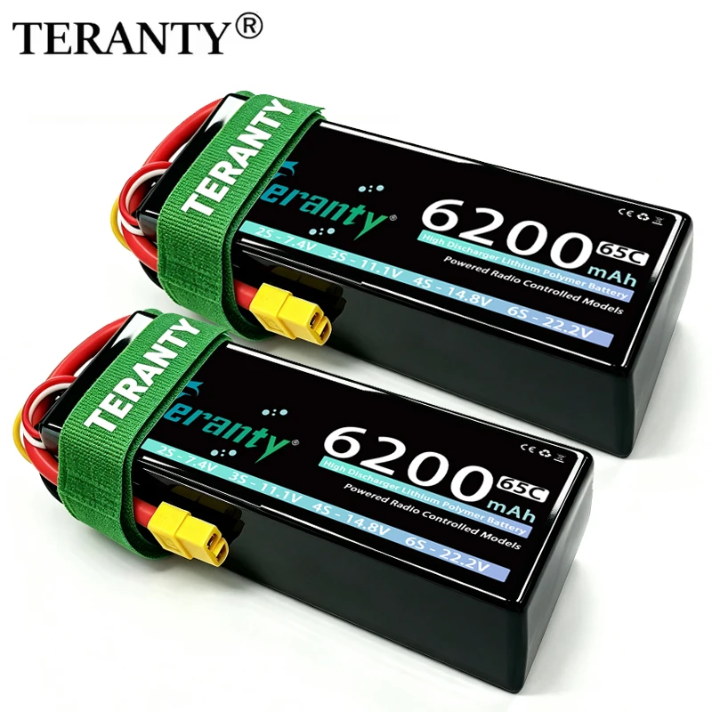 TERNATY 14,8V 4S Lipo-Akku 6200mAh 65C mit T Deans XT60 XT90 EC5 Stecker für RC FPV Flugzeug, Hubschrauber, Drohne, RC Auto Modell Hobby