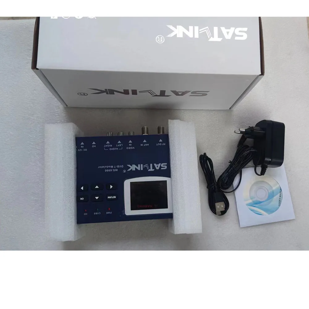 SATLINK WS-6990 MPEG-4 AVC/H.264 ترميز وتعديل Hdmi/AV إلى Rf (Dvb t/Dvb c/Isdbt) كابل HD التشفير المغير