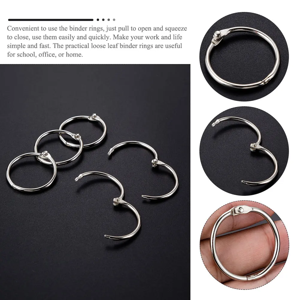 50 Pcs Metal Key Ring Binder Rings Loose Leaf Book Rings Keychains Large Keyrings For Office Students Artists Practical