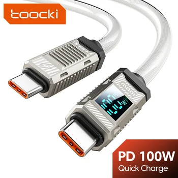 Toocki PD 100 واط نوع C إلى نوع C كابل آيفون 15 5A شحن سريع LED عرض كابل يو اس بي لشاومي 12 13 Poco Realme ماك بوك