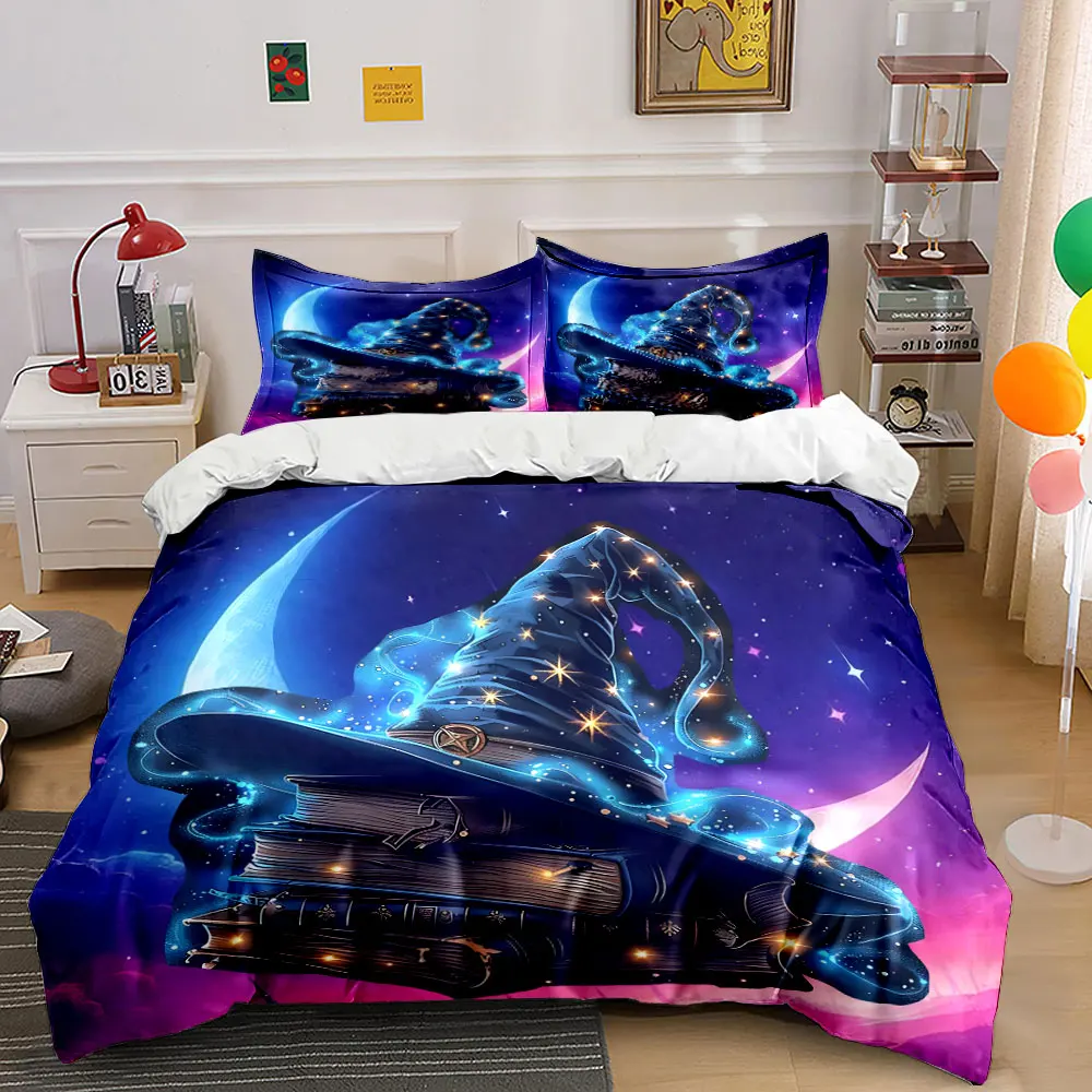 Magic Hat and Spell Books Set Exquisite three-piece bedding set gift for kids and adults