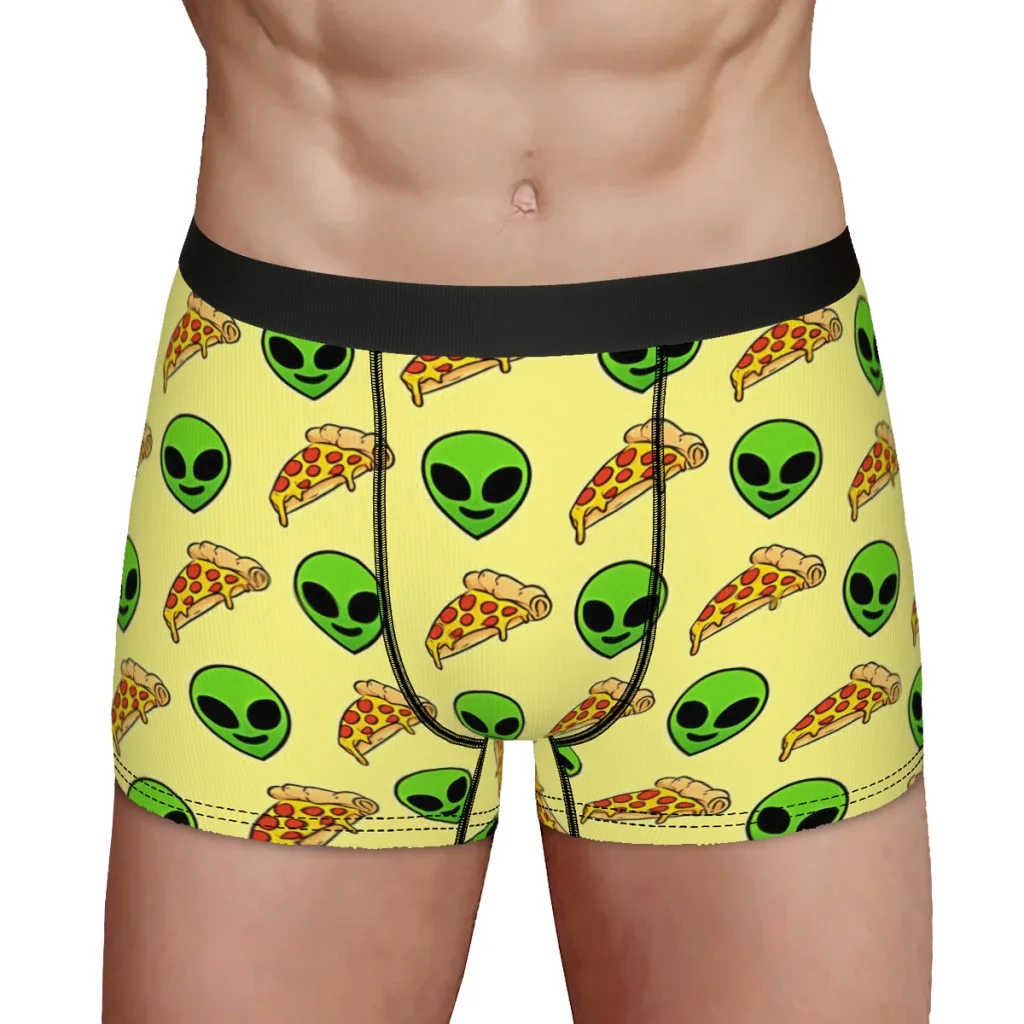 Alien Pizza Alien UFO Pattern Underpants Homme Panties Men's Underwear Ventilate Shorts Boxer Briefs