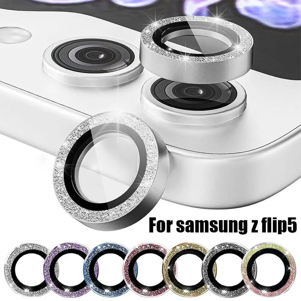 Bling Tiny Diamond Alloy Camera HD Glass Protector Cap for Samsung Galaxy Z Flip 5 Flip5 ZFlip5 Glitter Metal Lens Cover