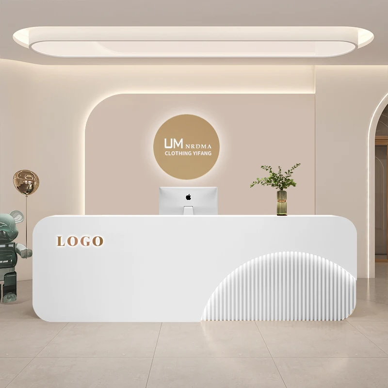 

Storage Boutique Reception Desks Modern Checkout Long Business Reception Desk White Beauty Bancone Per Negozio Office Furniture