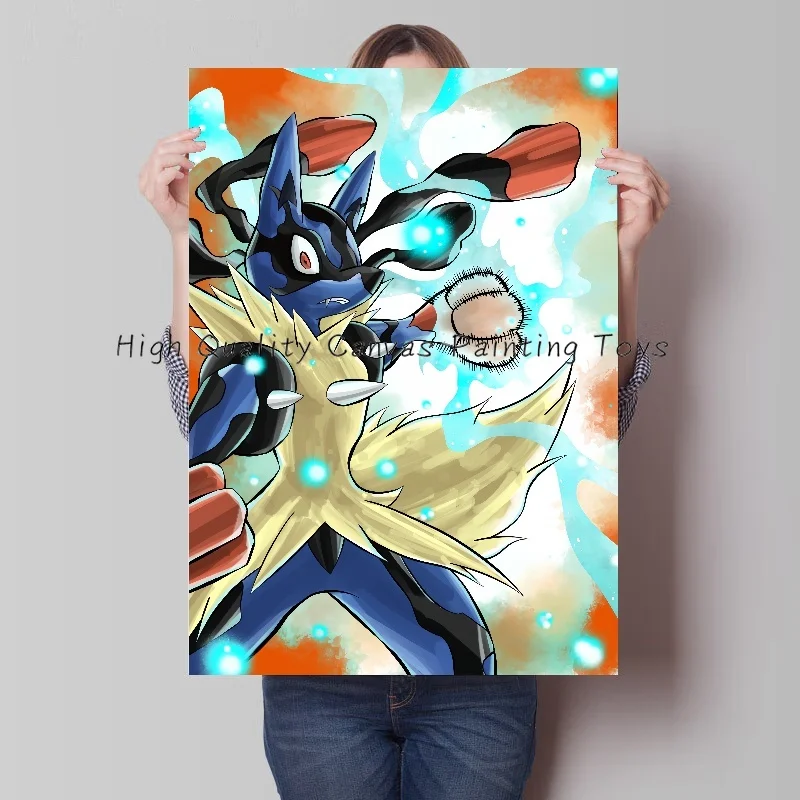 Personalised Lucario Riolu Anime Figures Vintage Abstract Poster Pokemon Art Background Wall Mural Home Room Decor Child Gifts