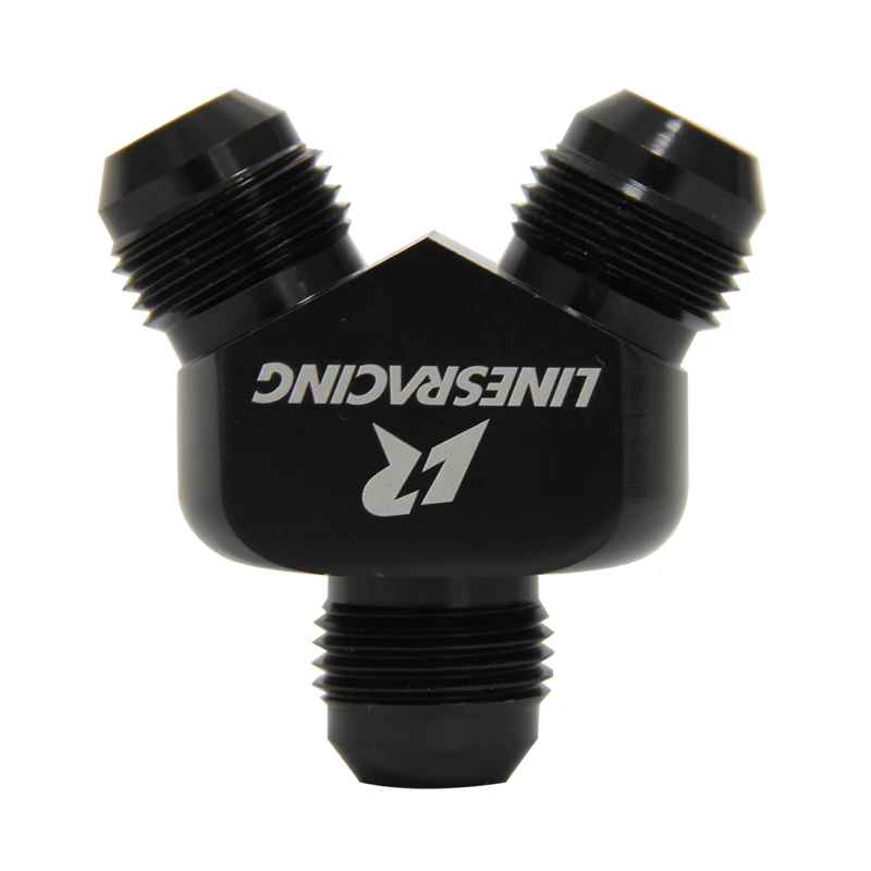 AN8 AN-8 Inlet AN8 8AN Outlet Y Block Car Aluminum Alloy Fittings Adapter Black