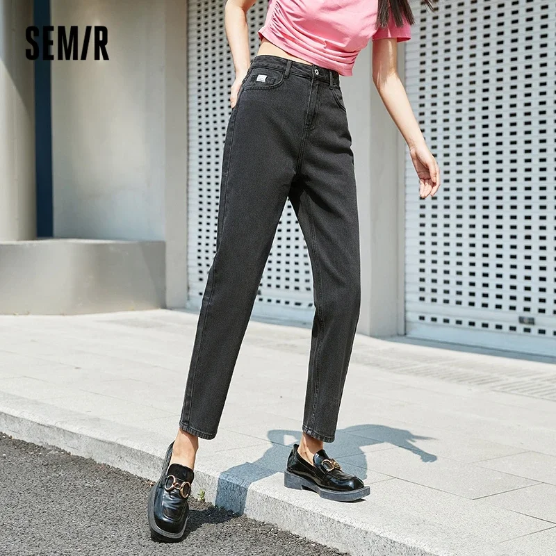 Jeans semir feminina, calça cônico com tudo a combinar, calça de algodão, estilo Hong Kong, calça de cenoura, fina, nova, outono, 2023