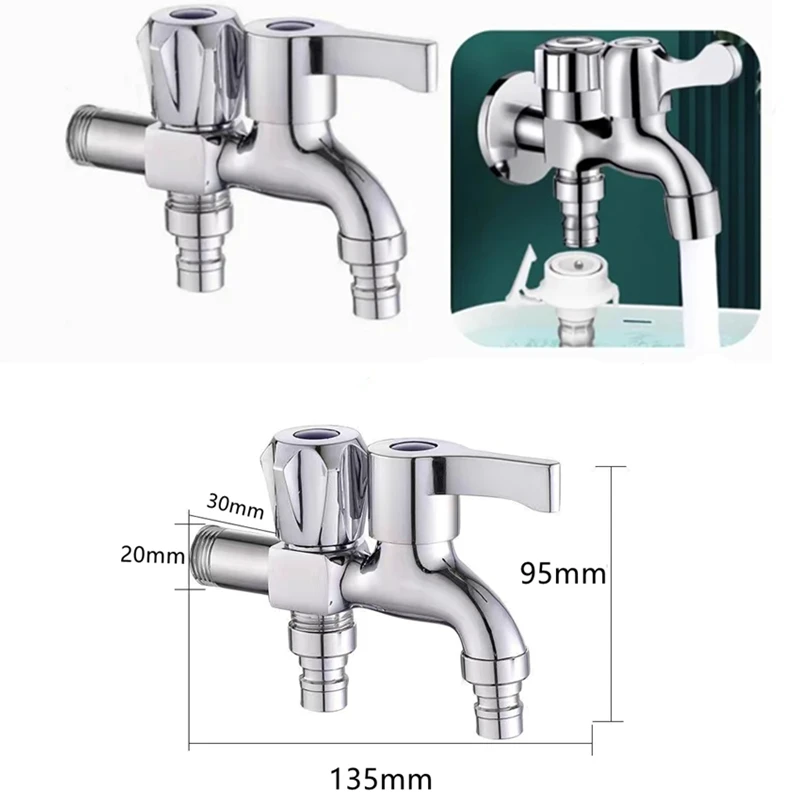 Double Outlet Dual Control Water Tap Multi-Function Double-Outlet Washing Machine Faucet Bidet Faucets Bathroom Accessories