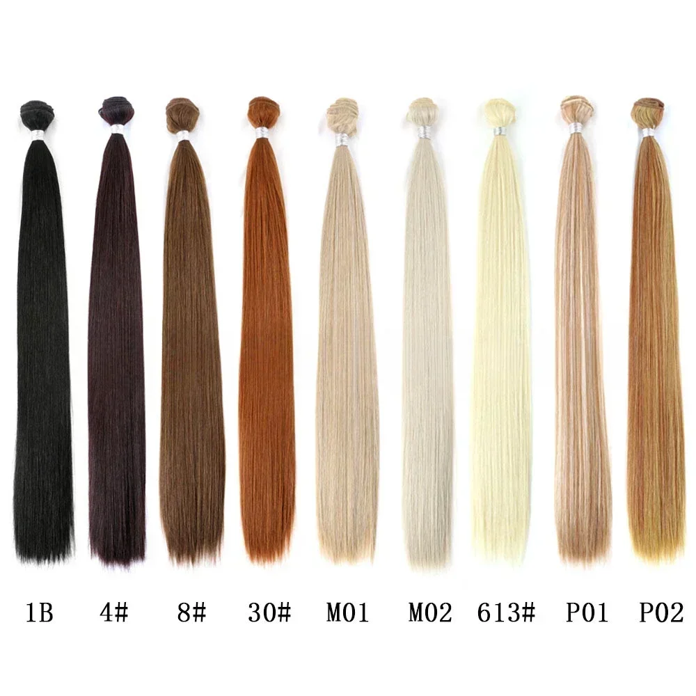 Natural Synthetic Women\'s Daily Use Hair Bundles High-temperature Fiber Hair Curtains 26 Inch Yaji Straight Hair Extensions