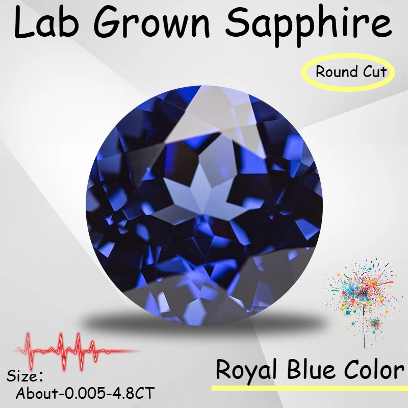 

Lab Grown Sapphire Royal Blue Color Round Cut AAA+Clarity for Jewelry Setting&Custom Design Selectable Certificate