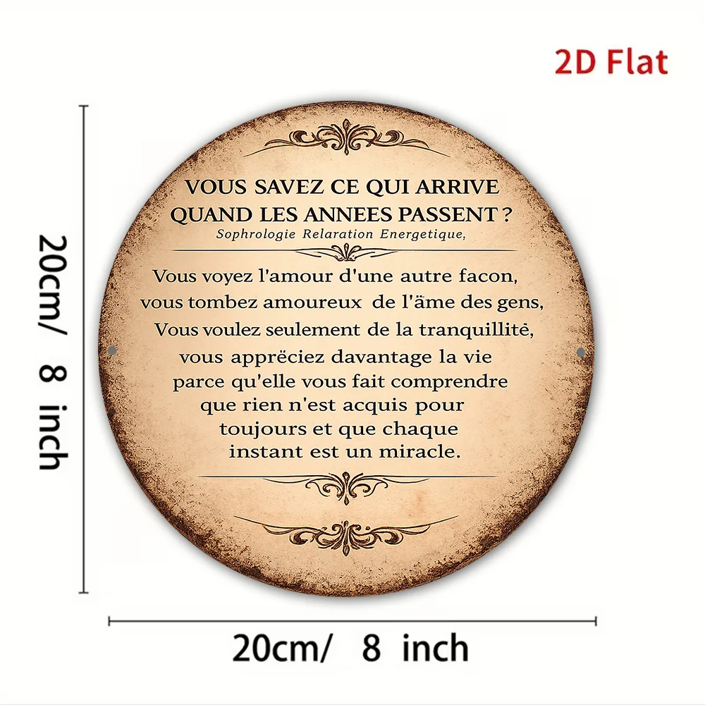 2D Flat, 1pc 8x8in/20x20cm 2D Flat Round Sign, Vintage Plaque on 
