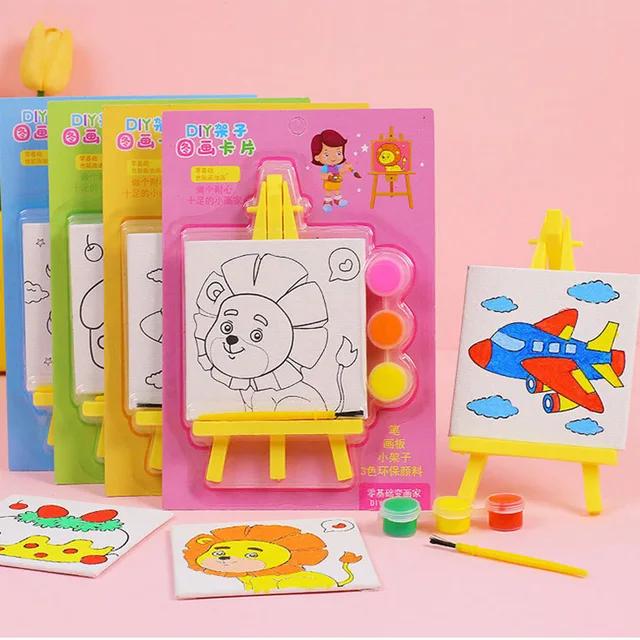 5 paczek Cartoon DIY obraz olejny ramka sztuka Graffiti zabawka edukacyjna dla dzieci upominki na przyjęcie urodzinowe przedszkole prezent torba na prezenty