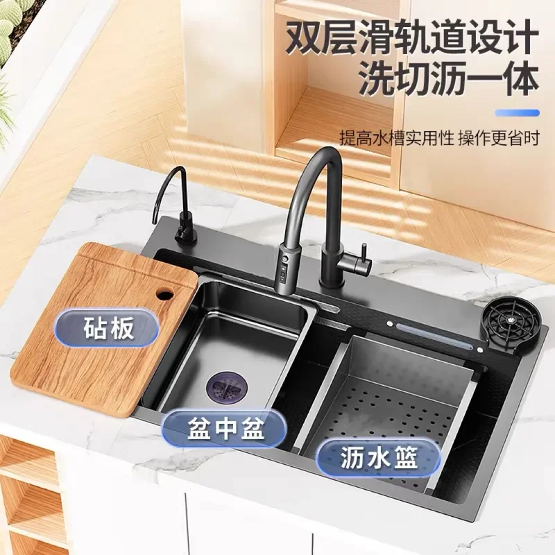 Large Single Bowl Kitchen Sink Embossed Honeycomb SUS304 Stainless Steel Thickened Vegetable Washing Basin for Countertop or