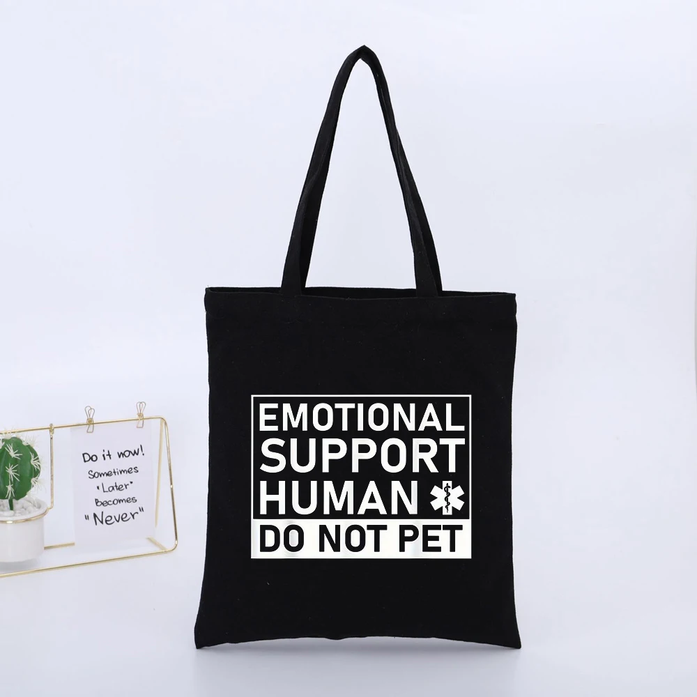 Unisex Slogan-style Graphic Black Canvas Tote Bag, Casual Style for Daily Shopping and Urban Outings