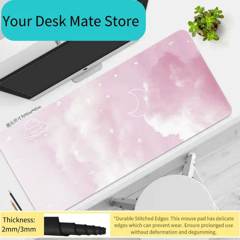 Purple Sky with Crescent Moon Gaming Mouse Pad Waterproof Non-slip Desk Mat