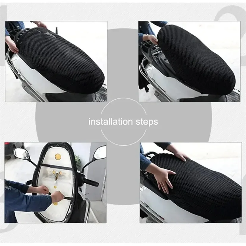 Summer Cool 3D Mesh Motorcycle Seat Cover Breathable Scooter Seat Covers Cushion Anti-Slip cover Grid Protection pad image 3