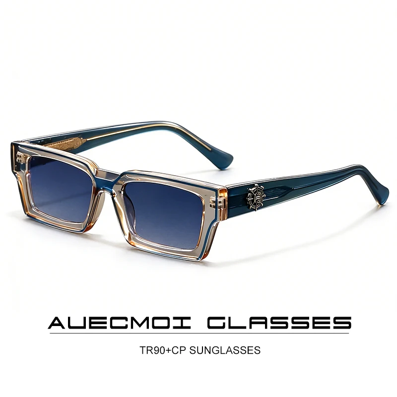 Lunettes de soleil carrées vintage punk pour femmes et hommes 2026 – Lunettes de luxe de marque de créateur pour la conduite en extérieur avec verres dégradés