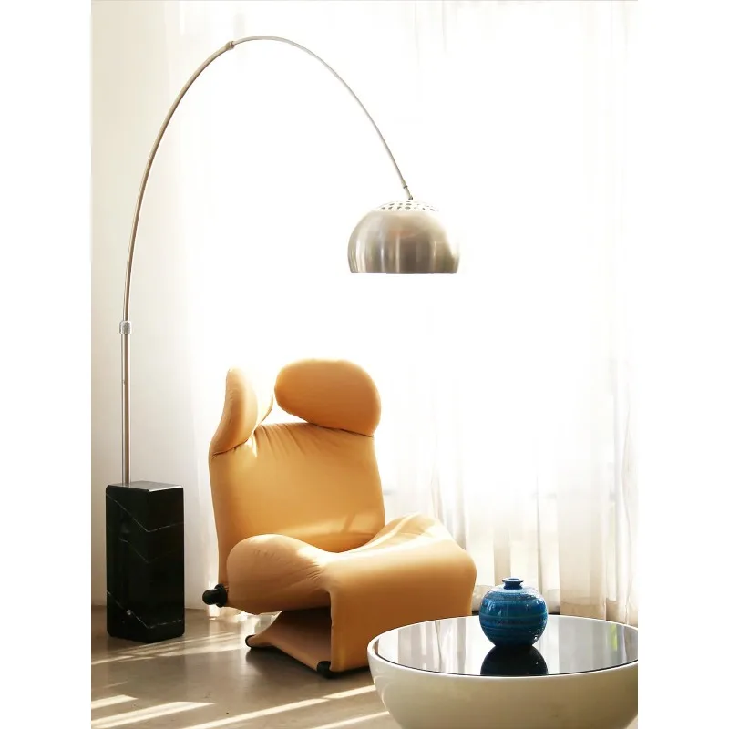 

Medieval ergonomic recliner living room leisure single sofa Italian minimalist sofa