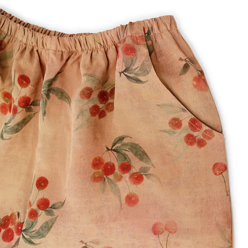 BirdTree-dames zijden gewaterd gaas elegante broek, elastische taille jacquard, retro veelzijdige broek met wijde pijpen, herfst 2025, B58930CC