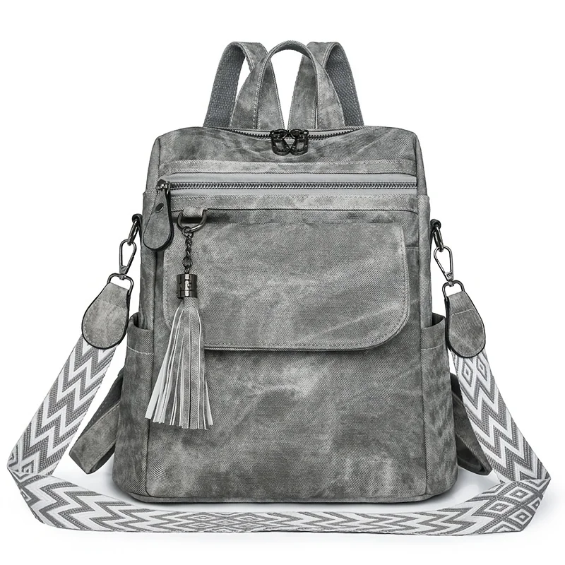 

Retro Ladies Backpack for Daily Work with Detachable Shoulder Strap High-Quality All-Match Fun Messenger Bag.