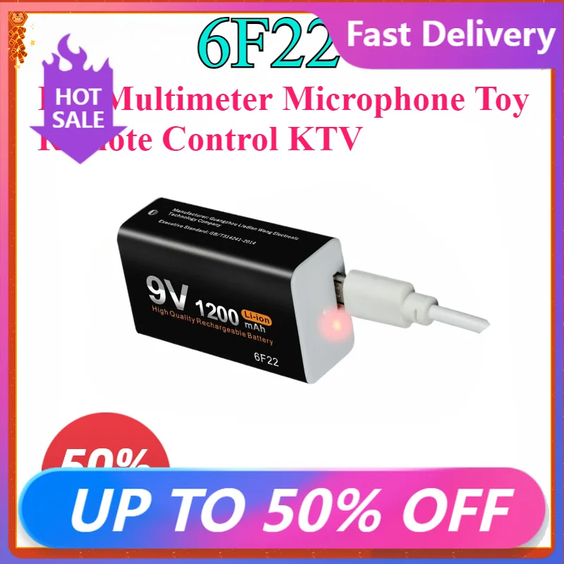 

New 1200mAh 9V Rechargeable Battery 6F22 9 Volt Lithium Micro USB 9V Batteries for Multimeter Microphone Toy Remote Control KTV