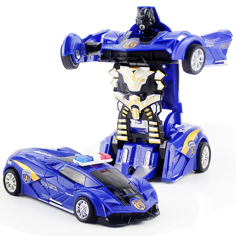 Giocattolo modello di auto robot trasformabile automatico con una chiave per ragazzi Bambini Action figure divertenti in plastica Veicoli di deformazione Auto Kid